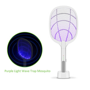 Mosquitoes Lamp & Racket 2 In 1 Electric Fly Swatter Powerful Usb Rechargeable Grid 3-layer Mesh Home Fly Killer Lamp (random Color)