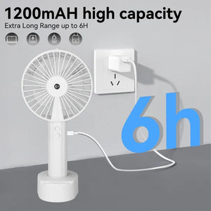 Handheld Spray Fan Creative Gift Students Portable Desktop Outdoor Humidifying Table Small Diplopore Fan